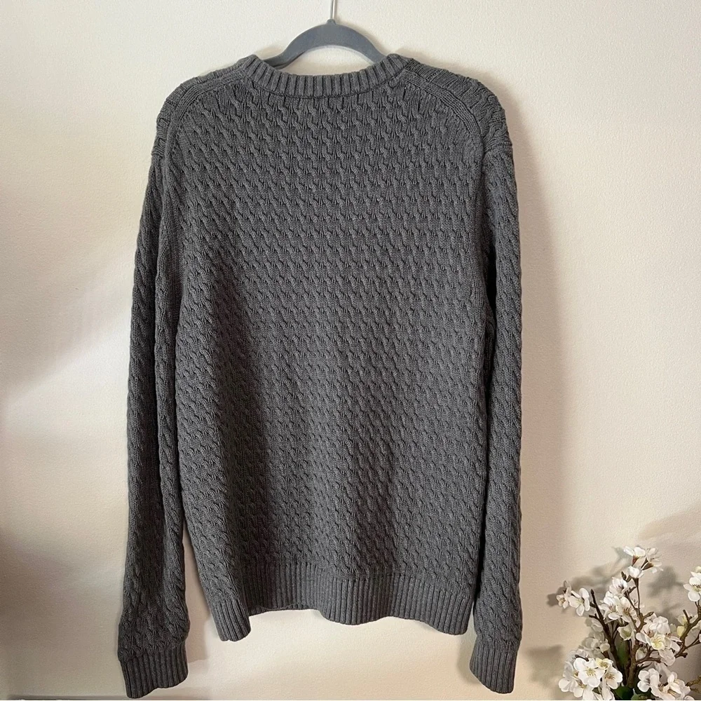 Banana republic 100% cotton gray cable knit mens sweater size XL